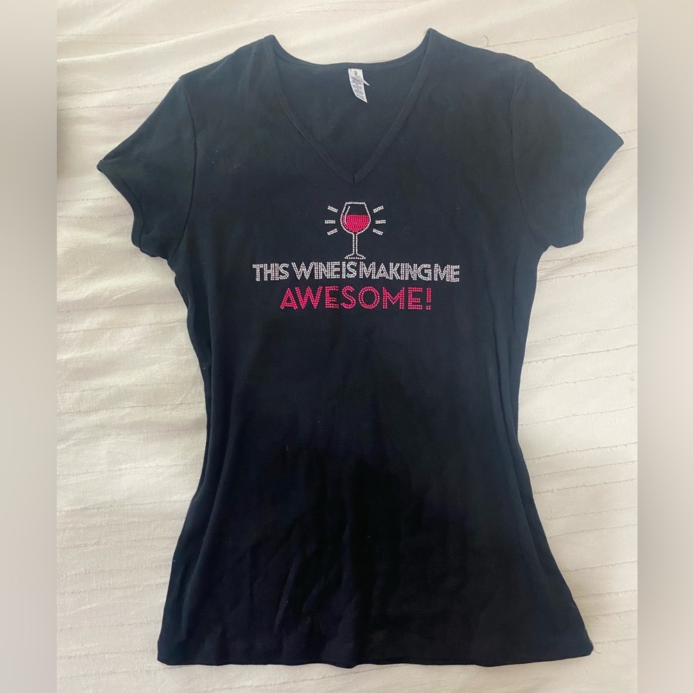 “This Wine is Making Me Awesome” Rhinestone T-Shirt